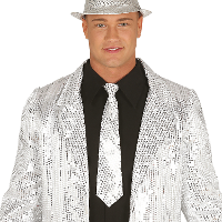 Carnaval verkleed stropdas met pailletten   zilver   polyester   volwassenen/unisex