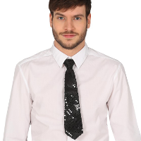 Carnaval verkleed stropdas met pailletten   zwart   polyester   volwassenen/unisex