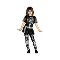 Carnavalkostuum Halloween skelet jurkje met glitters   voor meisjes   zwart