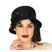 Charleston Flapper Hoedje   deftige dame   zwart   Dames   jaren 20/Twenties thema