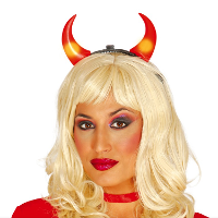 Duivel hoorntjes   met verlichting   rood   kunststof   Halloween thema