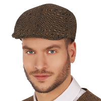 Engelse Roaring Twenties/jaren 20 herringbone pet voor heren   verkleed accessoires   bruin