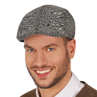 Engelse Roaring Twenties/jaren 20 herringbone pet voor heren   verkleed accessoires   grijs