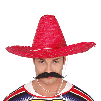 Fiesta Guirca Mexicaanse Sombrero   hoed voor heren   carnaval/verkleed accessoires   rood