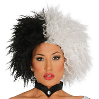 Fiestas Halloween verkleedpruik kort haar   zwart/wit   dames   Devil lady