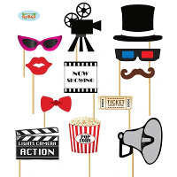Foto prop set film/bioscoop thema   12 delig   Photobooth props