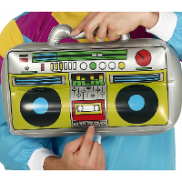 Foute 80s/90s party opblaasbare radio   retro stijl   40 x 20 cm   disco feest accessoires