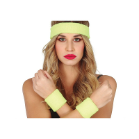 Foute 80s/90s party verkleed accessoire zweetbandjes set   neon geel   jaren 80/90 thema feestje