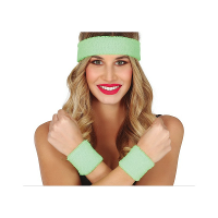 Foute 80s/90s party verkleed accessoire zweetbandjes set   neon groen   jaren 80/90 thema feestje