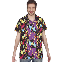 Foute 80s/90s party verkleed overhemd heren   zwart   jaren 80/90 thema verkleedkleding