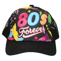 Foute 80s/90s print party pet   zwart   jaren 80/90 verkleed accessoires   volwassenen onze size
