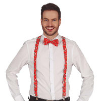 Foute kerst bretels   rood   kerst opdruk   polyester   voor volwassenen
