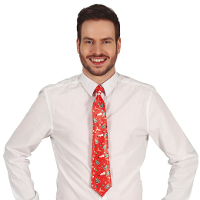 Foute kerst stropdas   rood   kerstprint   45 cm   polyester   voor volwassenen