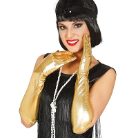 Gala handschoenen   goud metallic   polyester   44 cm   voor volwassenen   feestartikelen