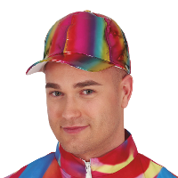 Glitter baseballcap petje   multi colour metallic   verkleed accessoires   volwassenen   Eighties