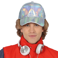 Glitter baseballcap petje   zilver metallic   verkleed accessoires   volwassenen   Eighties/disco