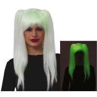 Fiestas Guirca   Glow in the dark pruik   lang haar   blond   dames   Halloween/spook/heks