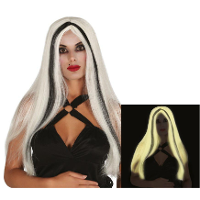 Fiestas Guirca   Glow in the dark pruik   lang haar   wit   dames   Halloween/spook/heks