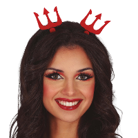 Halloween diadeem   duivel hoorntjes   drietand   one size   rood