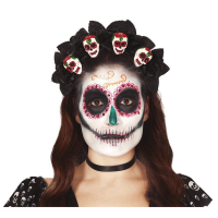 Halloween   Diadeem/tiara met rozen en schedels voor dames