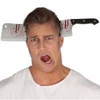 Fiestas Guirca Halloween haarband   Hakmes door hoofd   verkleed accessoires   met bloed