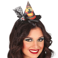 Halloween heksenhoed   mini hoedje op diadeem   one size   zwart   meisjes/dames