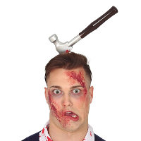 Halloween/horror diadeem   bloederige hamer   kunststof   verkleedaccessoires