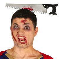Halloween/horror diadeem   bloederige zaag   kunststof   verkleedaccessoires