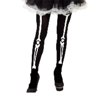 Halloween/horror skelet panty   verkleed panty   met botten   zwart   volwassenen
