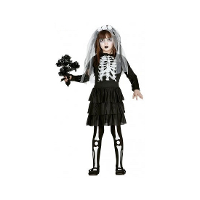 Halloween Skelet bruidsjurk verkleedkleding voor meisjes   zwart   compleet
