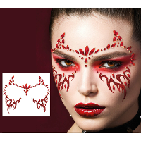 Halloween verkleed Gezicht stickers   horror Duivel/Demoon thema   plakdiamantjes   schmink stickers
