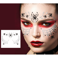 Halloween verkleed Gezicht stickers   horror spinnen thema   plakdiamantjes   schmink stickers