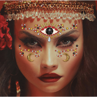 Halloween verkleed Gezicht stickers   horror Waarzegster/Gypsy thema   plakdiamantjes   schmink stic