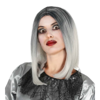 Halloween   Zombie/heks verkleed pruik grijs voor dames