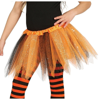 Heksen petticoat/tutu verkleed rokje   oranje/zwart   31 cm   voor meisjes   Tule onderrokjes