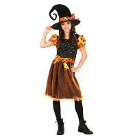 Fiestas Guirca Heksen verkleed kostuum   zwart/oranje   voor meisjes   Halloween