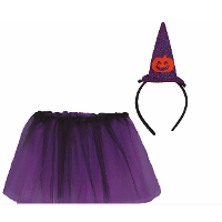 Heksen verkleed setje voor kinderen   rokje/diadeem   paars   Halloween/carnaval verkleed accessoire