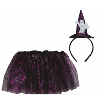 Heksen verkleed setje voor kinderen   rokje/diadeem   zwart   Halloween/carnaval verkleed accessoire