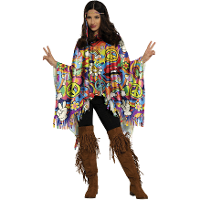 Hippie verkleed poncho   Peace   one size   Jaren 60/flower power verkleedkleding