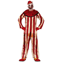 Horror clown Billy verkleed kostuum rood/wit voor heren   Killer clownspak   Halloween