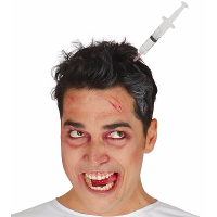Injectiespuit in het hoofd diadeem   Halloween/horror verkleed haarband