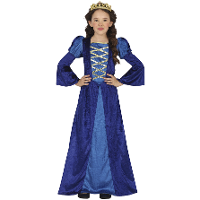 Jonkvrouw/middeleeuwse prinses verkleed set   blauw  luxe prinsessenjurk   voor kinderen