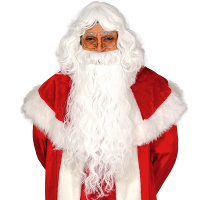 Kerstman set   baard met pruik   volwassenen   synthetisch haar   kerstmannen