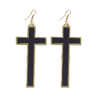 Kruis oorbellen   horror non   zwart/goud   Halloween/carnaval thema verkleed accessoires