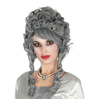 Markiezin verkleed pruik   grijs   voor dames   Halloween/horror verkleedaccessoires