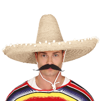 Mexicaanse Sombrero hoed voor heren   carnaval/verkleed accessoires   naturel   met ornamenten