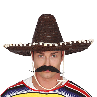 Mexicaanse Sombrero hoed voor heren   carnaval/verkleed accessoires   zwart   met ornamenten