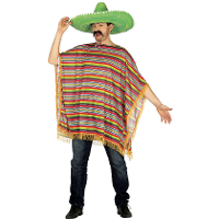 Mexicaanse verkleed poncho   gestreept   one size 52 54   Verkleedkleding voor volwassenen