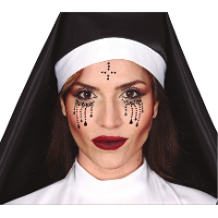 Nonnen verkleed Plak diamantjes   gezicht versiering   zwart   Halloween   make up