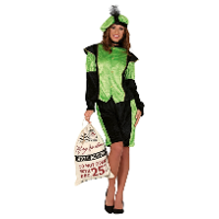 Fiestas Guirca Pietenpak roetveeg Piet   groen/zwart   pieten verkleed kostuum 3 delig   dames